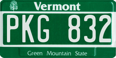 VT license plate PKG832