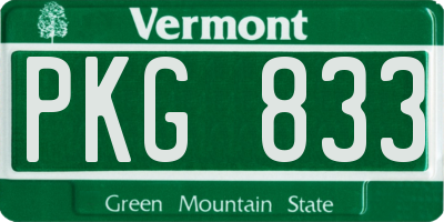 VT license plate PKG833