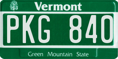 VT license plate PKG840