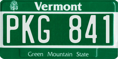 VT license plate PKG841