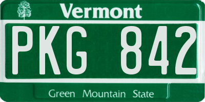 VT license plate PKG842