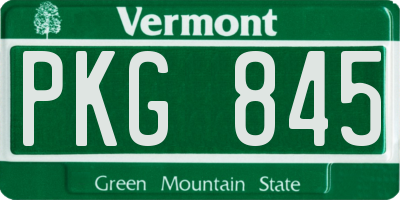 VT license plate PKG845