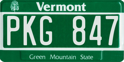 VT license plate PKG847