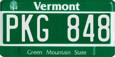 VT license plate PKG848
