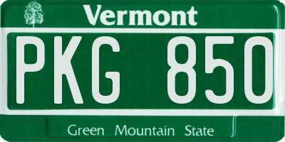 VT license plate PKG850