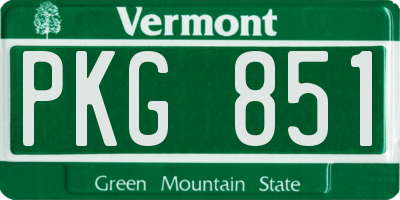 VT license plate PKG851