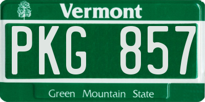 VT license plate PKG857