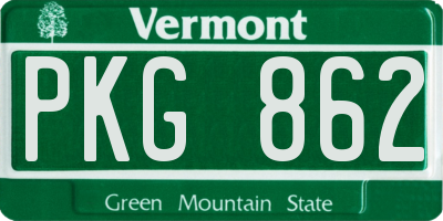 VT license plate PKG862