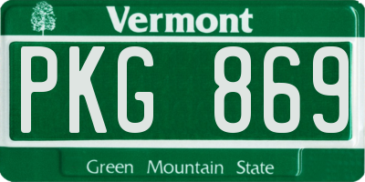 VT license plate PKG869