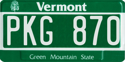 VT license plate PKG870