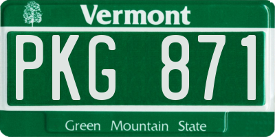 VT license plate PKG871