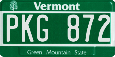 VT license plate PKG872