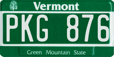 VT license plate PKG876