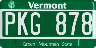 VT license plate PKG878