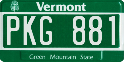 VT license plate PKG881