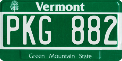 VT license plate PKG882
