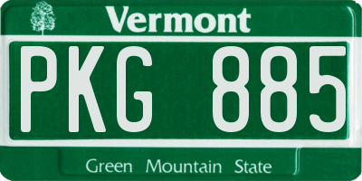 VT license plate PKG885