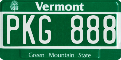 VT license plate PKG888
