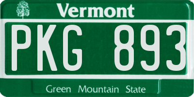 VT license plate PKG893