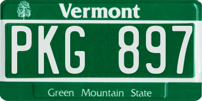 VT license plate PKG897