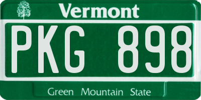VT license plate PKG898