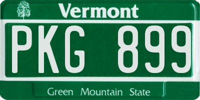 VT license plate PKG899