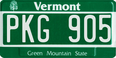 VT license plate PKG905