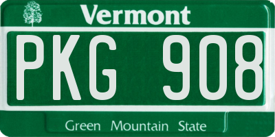 VT license plate PKG908