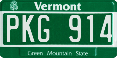 VT license plate PKG914