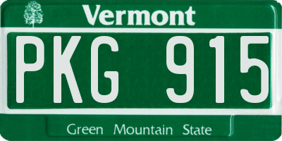 VT license plate PKG915