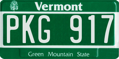 VT license plate PKG917