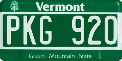 VT license plate PKG920
