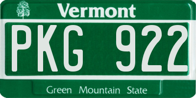 VT license plate PKG922