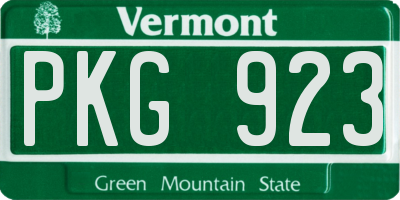 VT license plate PKG923