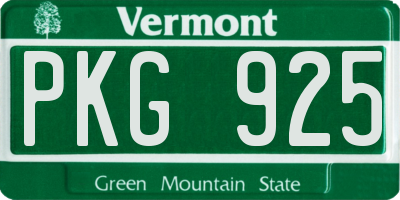 VT license plate PKG925