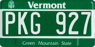 VT license plate PKG927