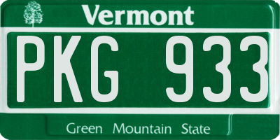 VT license plate PKG933