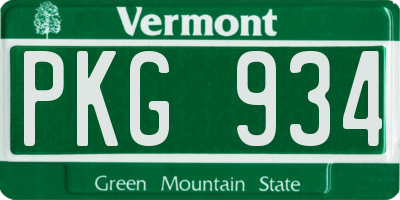 VT license plate PKG934