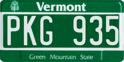 VT license plate PKG935