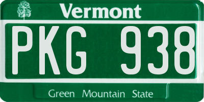 VT license plate PKG938