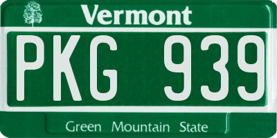 VT license plate PKG939