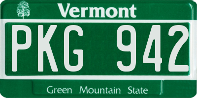 VT license plate PKG942
