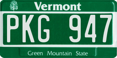 VT license plate PKG947