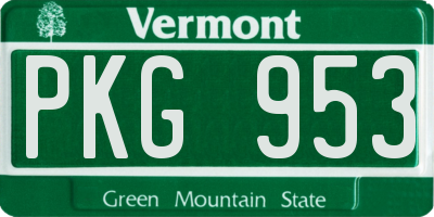 VT license plate PKG953