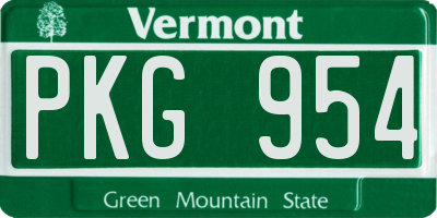 VT license plate PKG954