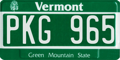 VT license plate PKG965