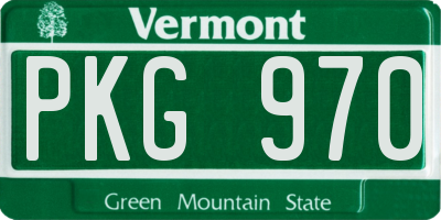 VT license plate PKG970
