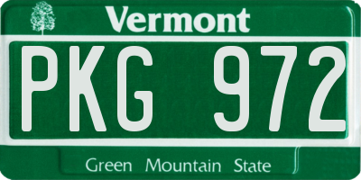 VT license plate PKG972
