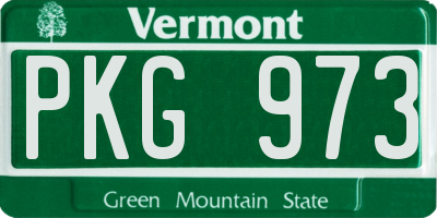 VT license plate PKG973