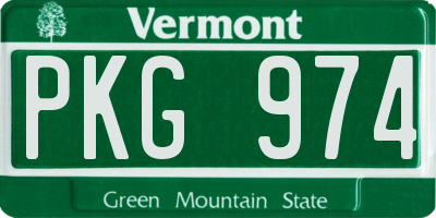 VT license plate PKG974